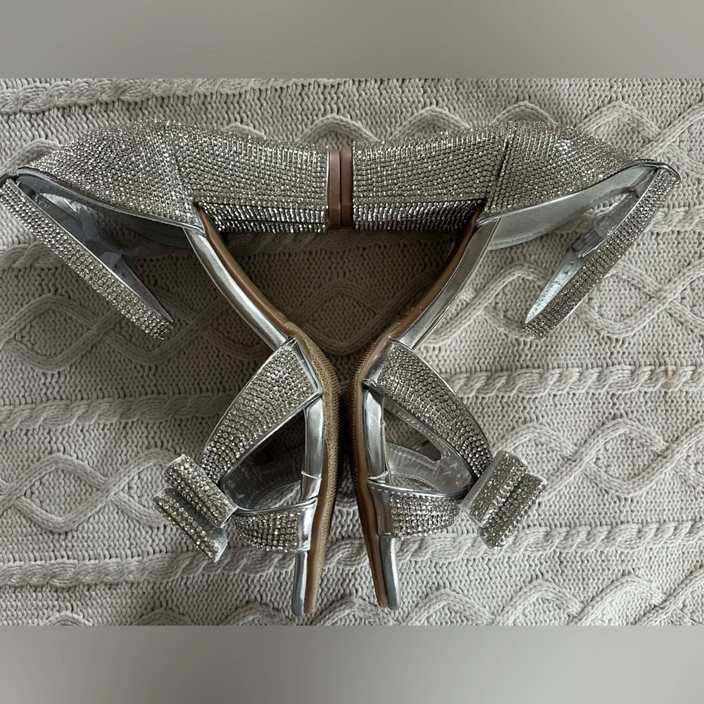 NEW! Top Moda Hannah Crystal Bow Sandal Heel Women’s Size 6.5 - Picture 8 of 16
